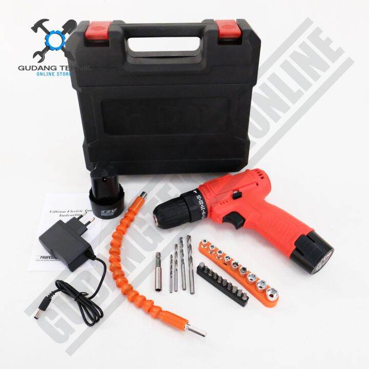 Bor Baterai HDT CDD405 Cordless 12v Set Mata Bor Charger Drill 12 Volt ...