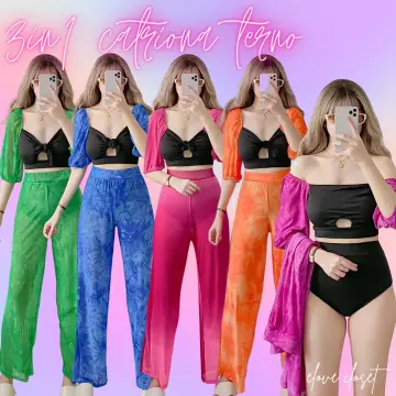 BEACH SUMMER OUTFIT 2 IN 1 TERNO PANTS SLIT FREE SIZE PLUS SIZE