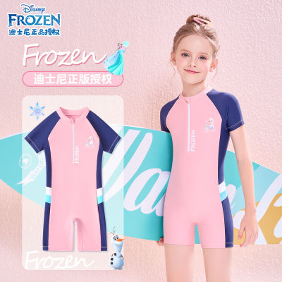 ชุดว่ายน้ำเด็กดิสนีย์ชุดว่ายน้ำ frozen สำหรับเด็กหญิงแบบใหม่ปี2023ชุดว่ายน้ำระดับมืออาชีพสำหรับเด็กวัย5-12ขวบ