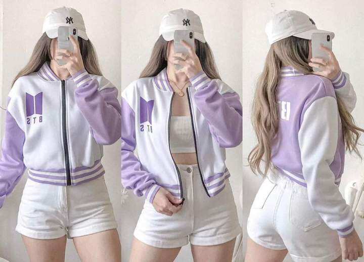 Baseball jacket - Light purple/White - Ladies