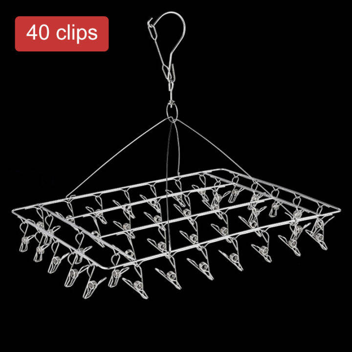 40 Clips Drying rack Clothes Drying Rack Stainless Steel Laundry Drying