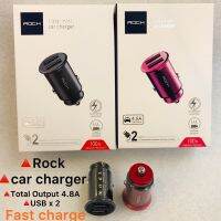 หัวชาร์จในรถRock Metal mini Car Charger Total Output4.8A Fast Charge(iOS &amp; Android)