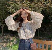 KOREAN LOOSE CHIFFON SHIRT FLORAL เสื้อชีฟอง