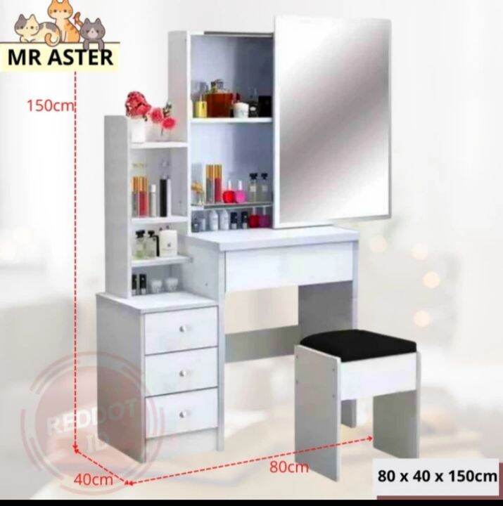 Meja Rias Kaca Sliding Putih Minimalis Plus Kursi. | Lazada Indonesia