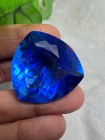 Trillion  บลูโทพาสย BLUE TOPAZ STONE พลอย100% LAB MADE 88 กะรัต 30x30.มิลลิเมตร..(1 เม็ด) MM รูปกลม สะอาดตา (1pcs) พลอยอัด สีบลูโทพาส เหลี่ยมสัปปะรด