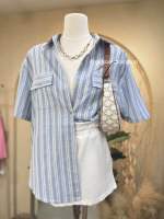 Girlsboudoir BabiBlue Stripe Shirt เสื้อเชิ้ตลายทาง ทรงoversize สไตล์เกาหลี