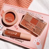 KISS​ BEAUTY​ CAT CLAW Make Up แบรนด์แท้ เซตแต่งหน้า 3 ชิ้น 
? ลิปจุ่มแมท
? อายแชโดว์ 
? บลัชออน