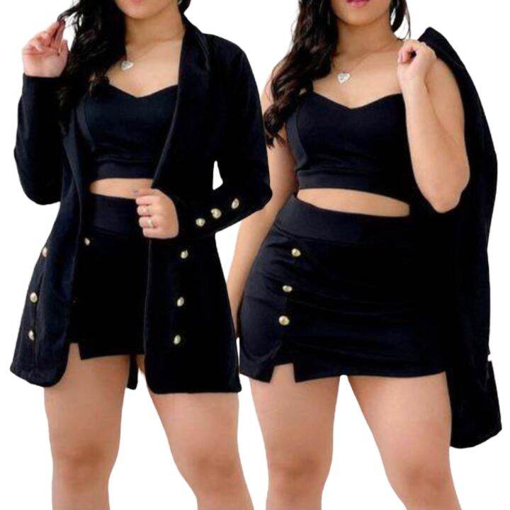 Ft Avishaph Rtw Designs Bestseller Adelia 3in1 Blazer Crop Top Skirt