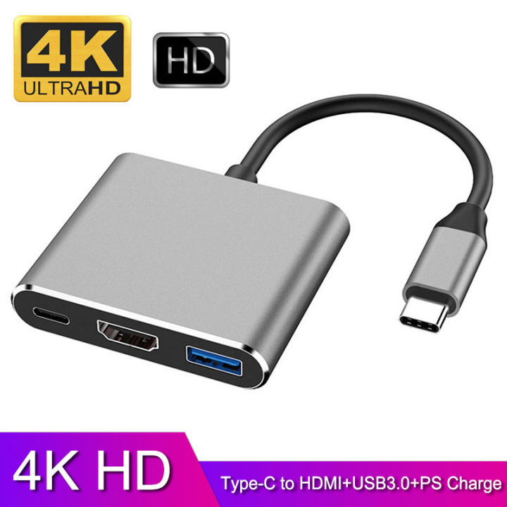 Type C USB 3.1 to USB-C 4K HDMI USB 3.0 Adapter 3 in 1 Hub 