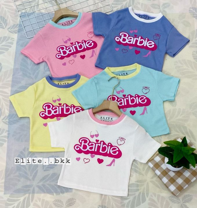 ครอป ลาย Barbie ผ้ารังผึ้ง ลายสวยมาก