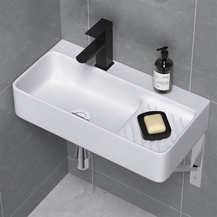 Small Apartment Wall-Mounted Wash Basin Bathroom with Washboard Narrow ...