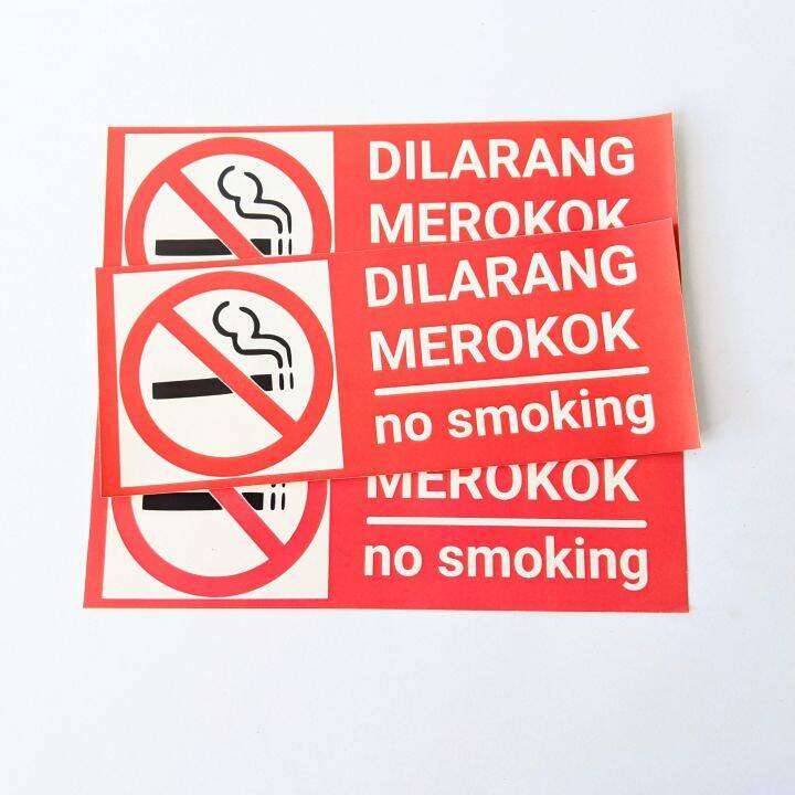 Stiker Tanda Larangan Dilarang Merokok No Smoking 8 X 20 Cm Lazada