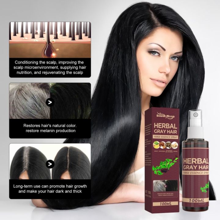 Thay vì sử dụng các sản phẩm hóa học có hại đến tóc, hãy thử xịt dưỡng chất làm đen tóc từ thảo dược. Với công thức tự nhiên, chiếc tóc đen sẽ trở nên mềm mại, bóng khỏe và không bị hư tổn sau khi nhuộm.