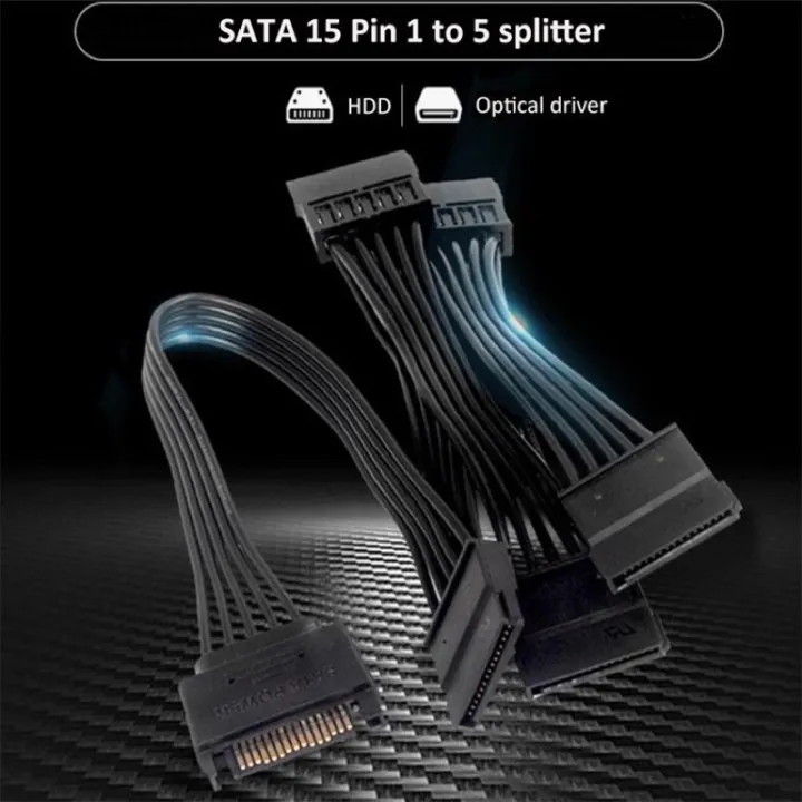 สายขยาย-sata-power-เข้า-1-เลือกหัว-sata-หรือ-ออก-5-หัว-15pin-for-hdd-ssd-power-supply-cable-pc-sever-hdd-rack