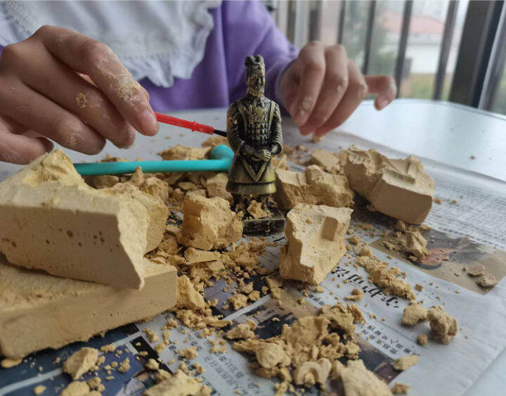 mainan edukasi sejarah mini arkeologi penggalian tentara terra cotta warrior gypsum aman no