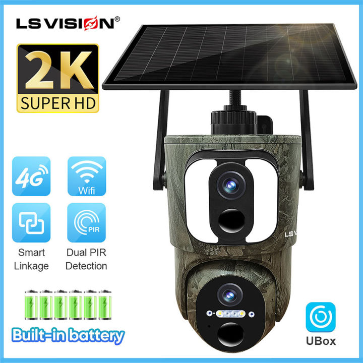 LS VISION 4MP 4G/WIFI 2K Dual Lens Solar CCTV Camera UBox APP Outdoor ...