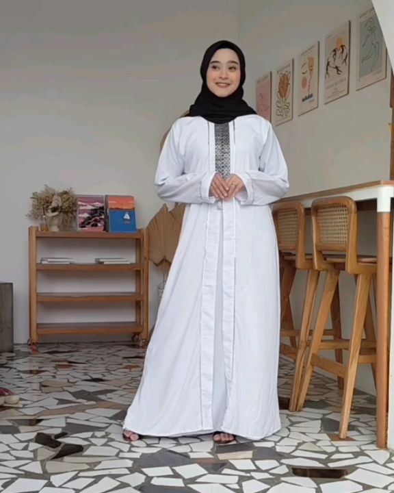 Galeri Abaya Dress Cantik Kekinian Gaun Lebaran Terbaru Gamis Putih