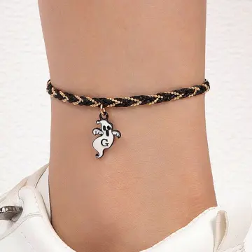 White deals gold anklet