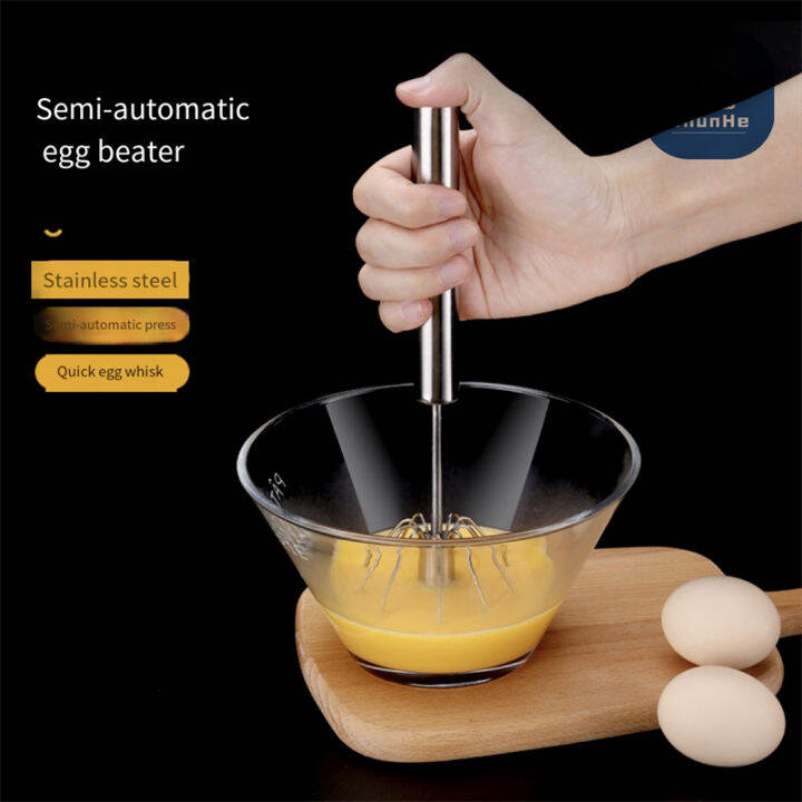 Hand Pressure Semi-automatic Egg Beater 304 Stainless Steel Egg Whisk ...