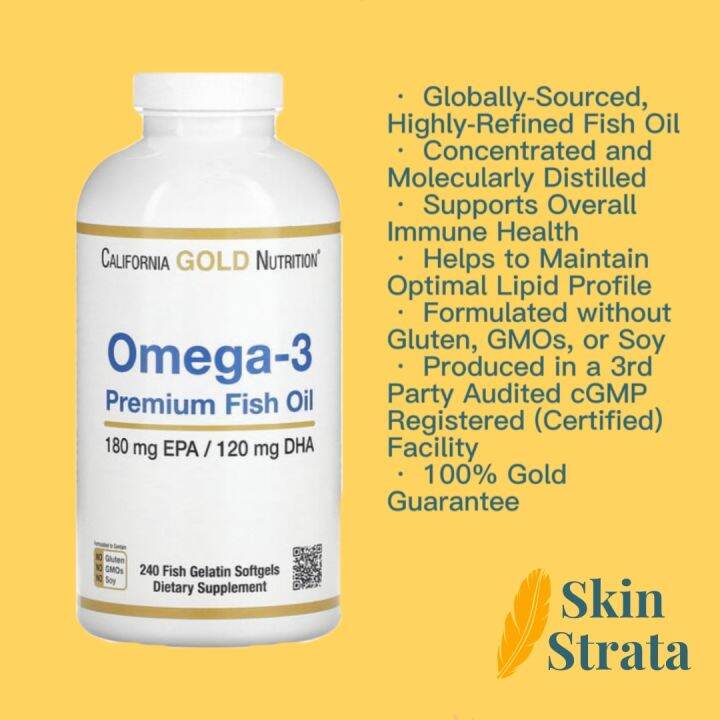 California Gold Nutrition Omega-3 Premium Fish Oil, 100 / 240 Fish ...