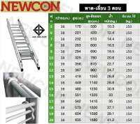 NEWCON สไลด์ 3 ตอน (9*9*9ฟุต) ยืดสุด 6.9 ม.ก่อนยืด 2.94 ม.น้ำหนัก 18.5 กก.หนา 2 มม.รับน้ำหนักได้ 150 กก.(ส่งฟรีทั่วไทย*)