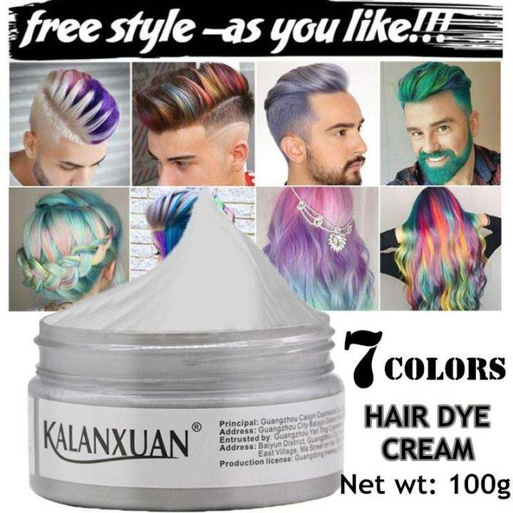Color Hair Wax Gel Temporary Mud Pomade Pewarna Lilin Rambut Sementara One Time Change 100ml