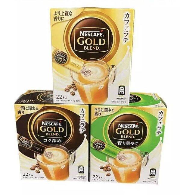 JAPAN Nescafe Gold Blend instant Coffee, 22 sticks/box, GoldBlack