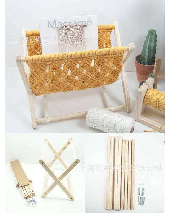 macrame-rackไม้ล็อก-ไม้แท้-สำหรับขาตั้ง-ขนาด37-35cm-อุปดร์เสริม-diy