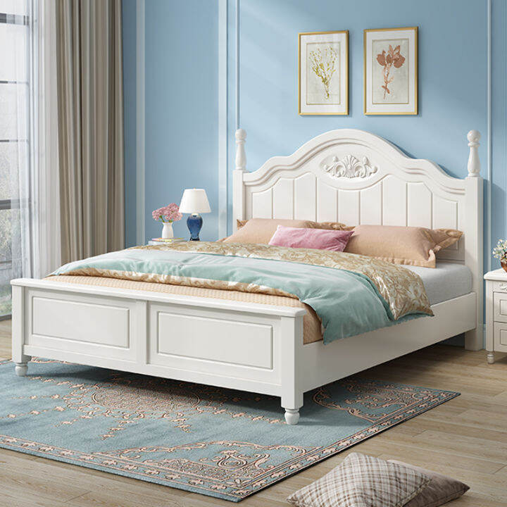 White American Style Solid Wood Bed Modern Minimalist 1.8 M Double Bed ...