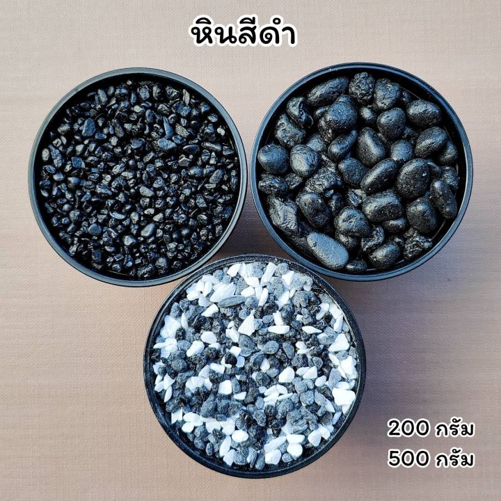 หินสีดำ-หินโรยกระถางต้นไม้-หินแคคตัส-หินตกแต่งตู้ปลา-200g-และ-500g