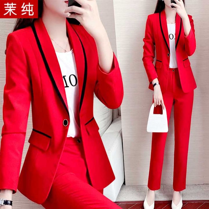 Business Suit Women's 2023 New Red Graceful Western Style Suit Elegant ...