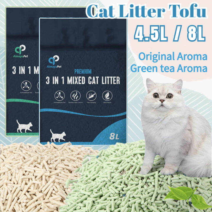 Pet Litter Premium Super Clumping Natural Cat Litter Tofu 8L Pasir Toufu No Chemical Anti