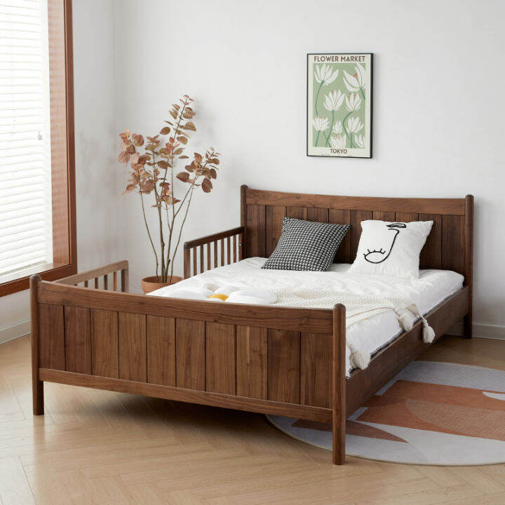 Black Walnut Cherry Wood Solid Wood Log Children's Bed Small Apartment