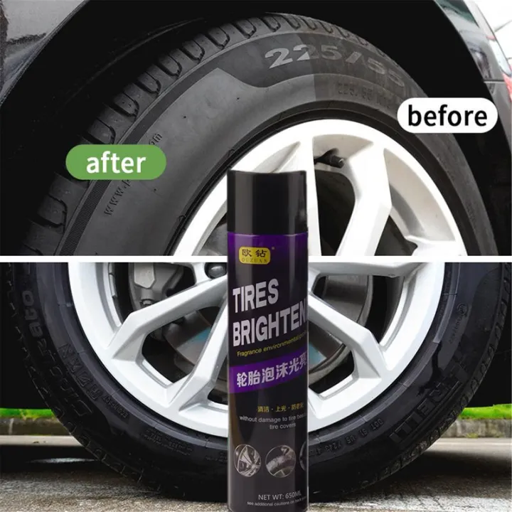 Tire foam cleaner 650ML black tire wax lotion high gloss spray cleaner ...