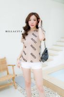 NARA19 SHOP เสื้อยืดคอกลมแขนสั้น สกรีนลาย งานป้าย Bellacita