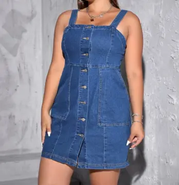 Plus size store denim jumper skirt