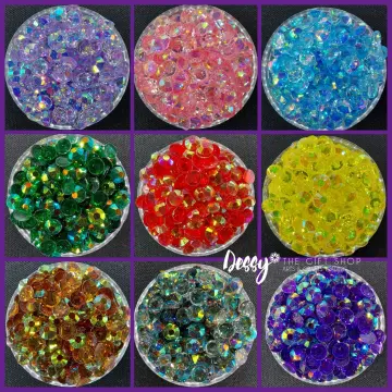 1440Pcs Resin Rhinestones,Transparent Ab Flatback Round Jelly Rhinestones  Nails, Rhinestone Beads,Transparent Clear Purple Red Rhinestones for Nails