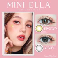 คอนแทคเลนส์ ?  MINI-ELLA ( มินิเอลล่า)  Gray - Brown​ ? kitty kawaii. ขนาด 14.2 มีค่าสายตา