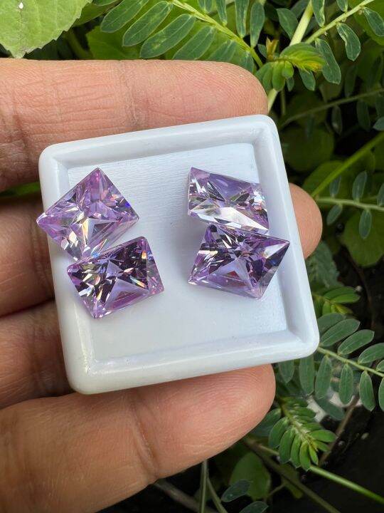 เพชร-cz-รัสเซีย-10x10-มม-2-เม็ด-brilliant-lavendor-diamond-พลอย-cubic-zirconia-cz-square-shape-10x10-mm-2-pcs