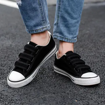 Mens black hot sale velcro shoes