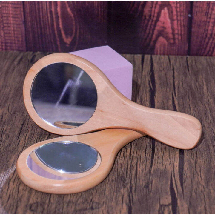 Portable Hand Wooden Frame Small Mirror PocketSize Mirror Lazada PH