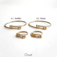 Karla tri-colors 14k hand set. (เซ็ตกำไลและแหวน งานชุบ 14k สแตนเลส โดนน้ำหอม แอลกอฮอล์ได้ ไม่ลอก ไม่ดำ)