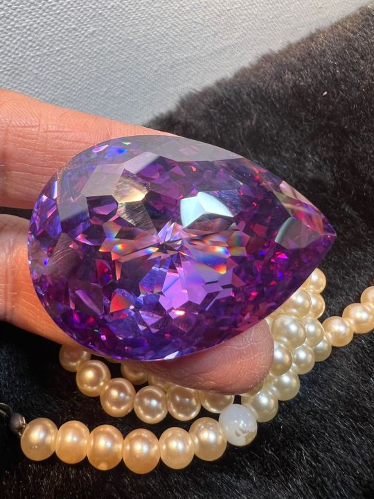 purple-synthetic-diamond-พลอย-เพชรรัสเซีย-aaa-ink-blue-40x30-มม-1-เม็ด-หนักรวม-305-กะรัต-cubic-zirconia-cz-pear-shape-mm-1pcs