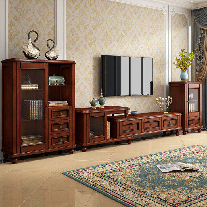 AmericanStyle Solid Wood Coffee Table TV Combination Acajou