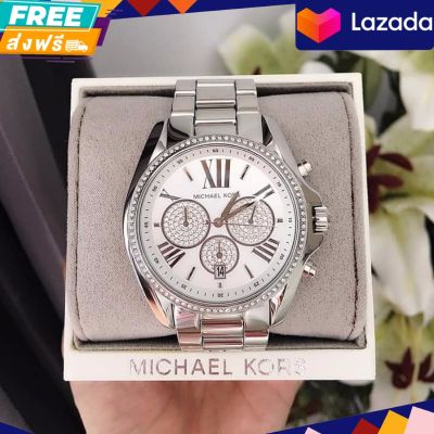 นาฬิกาข้อมือ Michael Kors Womens Bradshaw Pavé Silver Tone Watch #MK6537 Size 43 mm