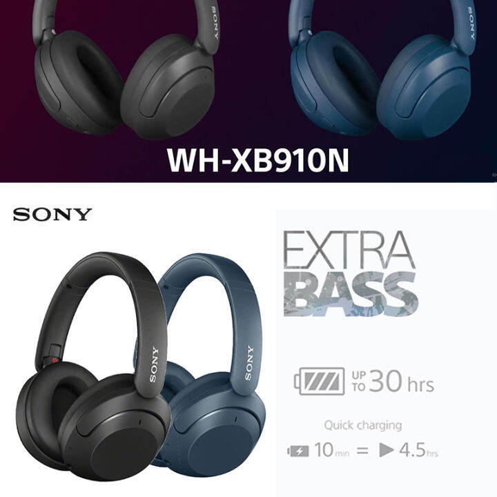 Sony WH-XB910N Bluetooth Earphones with Case Wireless Headset with ...