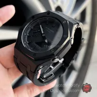 GShock Custom รุ่น GA2100-1A1 ของแท้ ใส่กรอบสแตนเลส สายRubber Gen3 All in Black