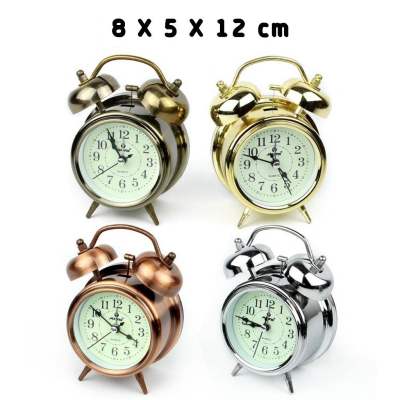 นาฬิกาปลุก สไตล์วินเทจ คละสี TWIN BELL&amp; ALARM CLOCK  รุ่น Quartz-Clock