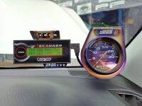 ขาติด monster gauge v2. แบบติดกระจกแบรนด์ PF RACING (แสตนเลสไดร์สีไทเท)