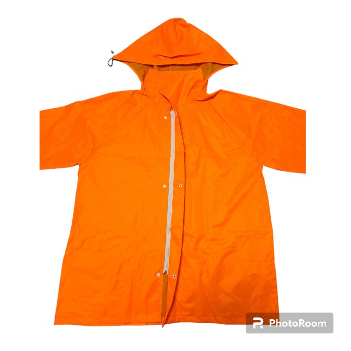 ชุดกันฝน-ครบชุด-เสื้อกันฝนแบบชิ้นเดียว-มีแถบสะท้อนแสง-แบบหนา-สีส้ม